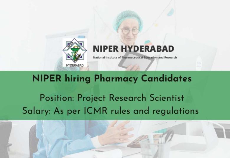 NIPER Announces Research Scientist Opening for Pharmacy Candidates Under ICMR-Funded Project