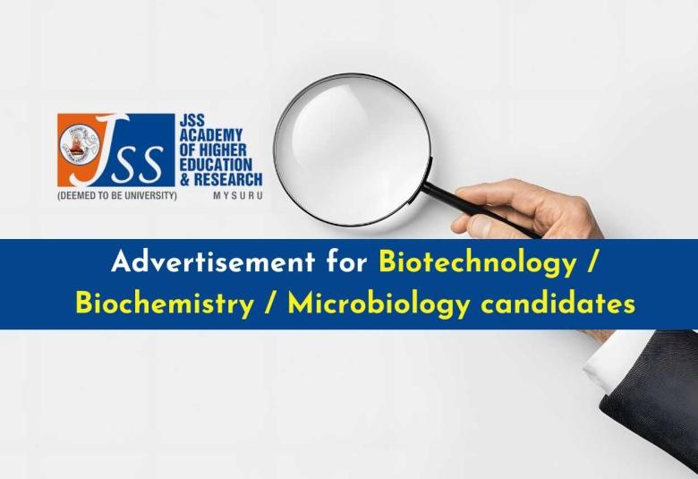 Call for applications: JSS Medical College Scientist positions for Biotechnology, Biochemistry, Microbiology research