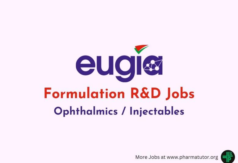 Formulation R&D Jobs at Eugia Pharma