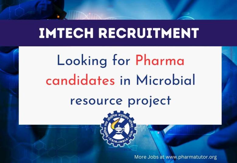IMTech looking for Pharmaceutical Sciences candidates