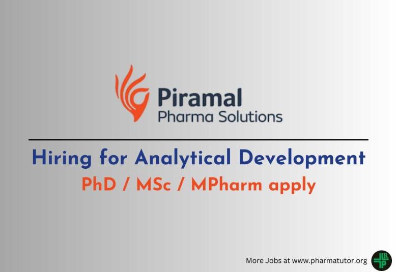 Piramal Pharma Hiring for Analytical Development