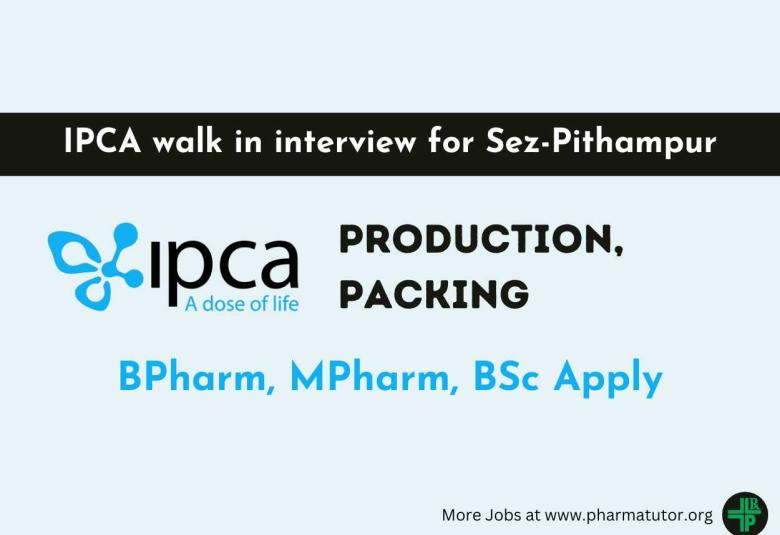 Production and Packing Jobs at Ipca Laboratories