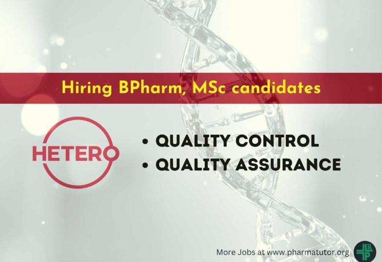 Quality Control and Quality Assurance Jobs at Hetero Labs