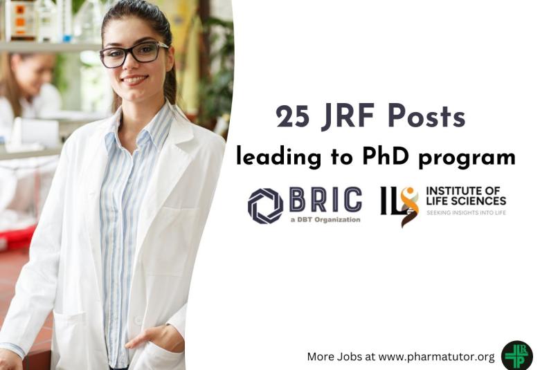 BRIC-ILS invites applications for the post of Junior Research Fellow leading to PhD program