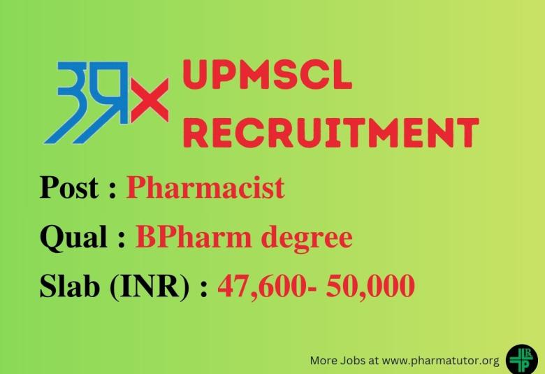 Career for Pharmacist at State Government Undertaking Corporation, UPMSCL