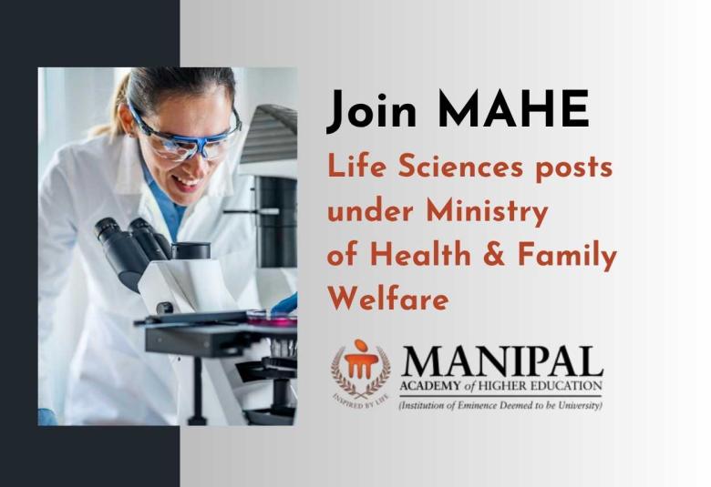 MAHE invites applications for various research posts under Ministry of Health & Family Welfare
