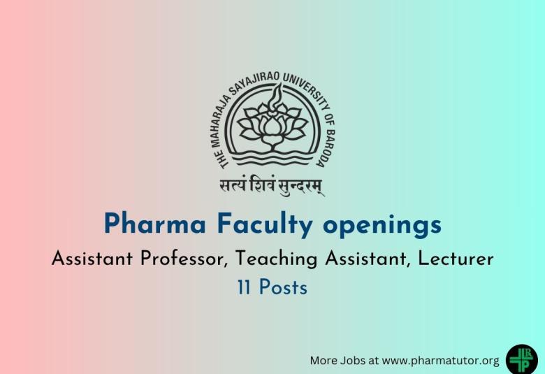 Pharma Faculty Openings at Maharaja Sayajirao University