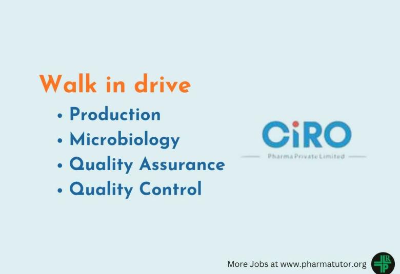 Walk in drive for Production, Microbiology, QA and QC at CIRO Pharma