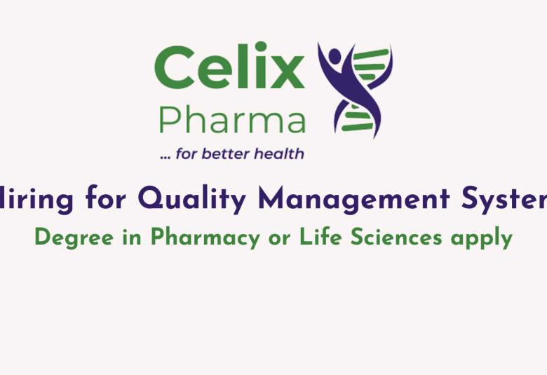 Celix Pharma Hiring for Quality Management System
