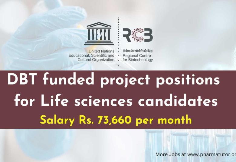 DBT funded project positions for Life sciences candidates at RCB