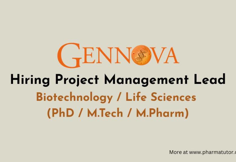 Gennova Biopharmaceuticals Hiring Project Management Lead
