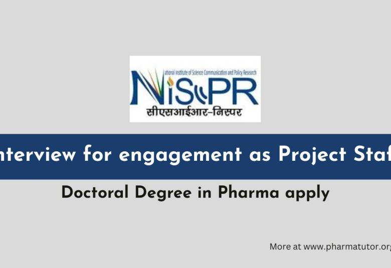 Interview for engagement as Project Staff at NIScPR