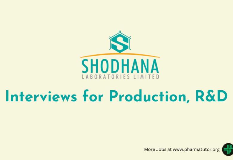 Interviews for Production, R&D at Shodhana Laboratories
