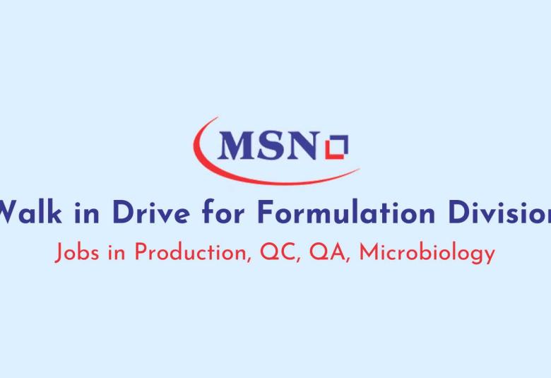 Walk in Drive for Formulation Division at MSN Group