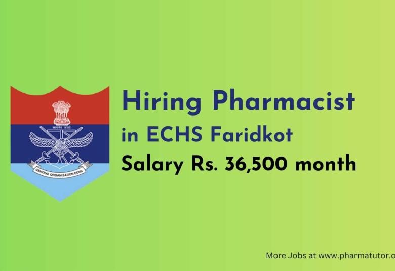 ECHS Faridkot invites applications for Post of Pharmacist