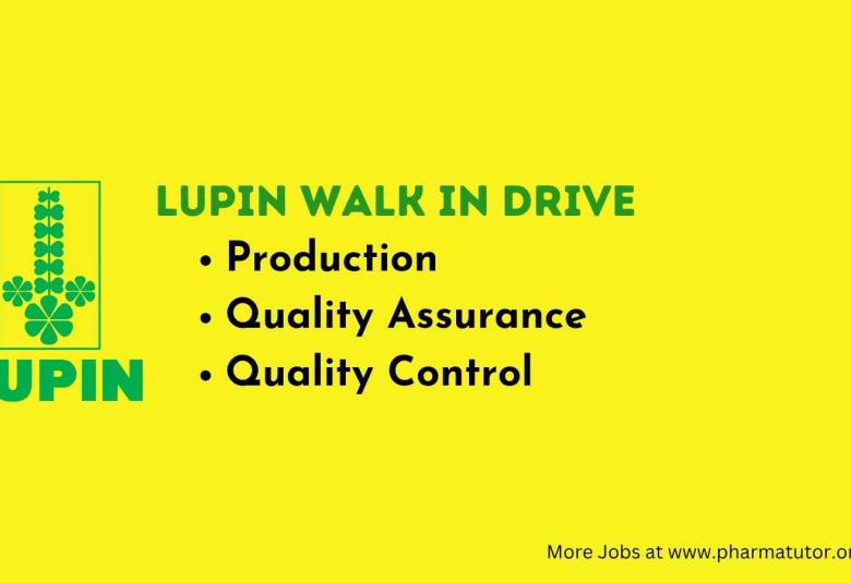 Walk in drive for Production, Quality Assurance and Quality Control at Lupin