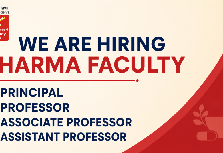 Advertisement for Pharma Faculty at Mahavir Institute of Pharmacy