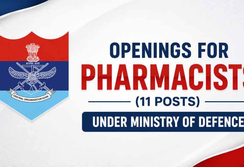 Openings for Pharmacists under Ministry of Defence