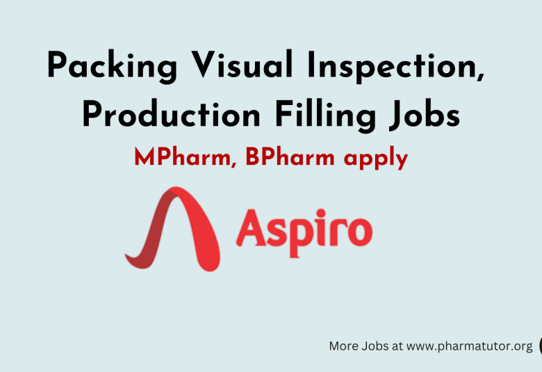 Packing Visual Inspection, Production Filling Jobs at Aspiro Pharma