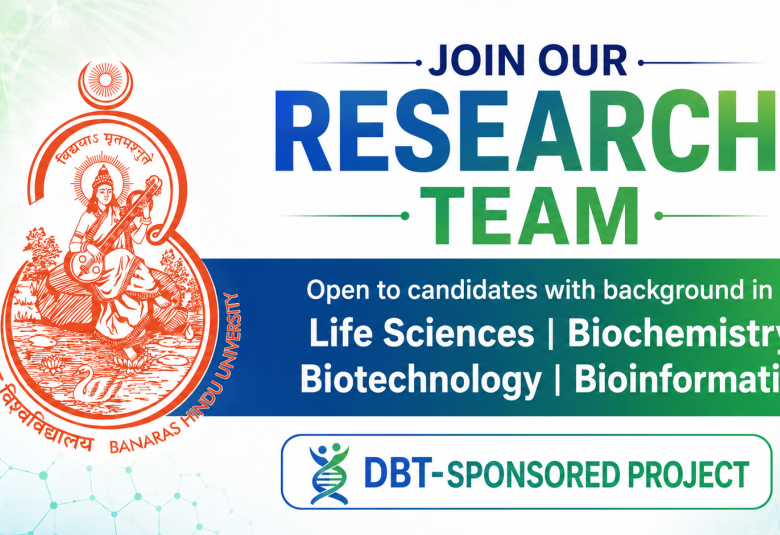 Advertisement for Life Sciences, Biochemistry, Biotechnology, Bioinformatics candidates at Banaras Hindu University