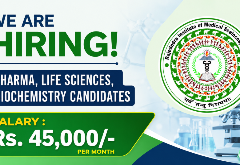 Advertisement for Pharma, Life Sciences, Biochemistry candidates at RIMS