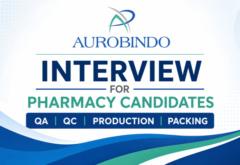 Interview for Pharmacy Candidates in QA, QC, Production and Packing at Aurobindo Pharma