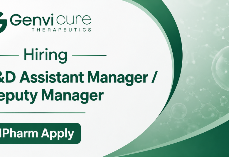 Genvicure Hiring F&D Assistant Manager / Deputy Manager