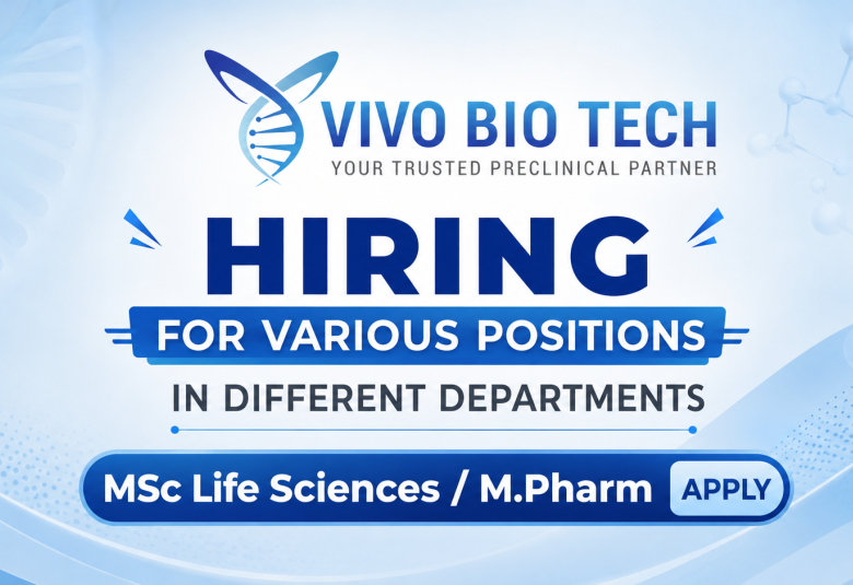 Hiring for various position in different departments at Vivo Bio Tech Ltd