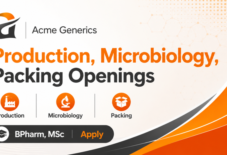 Production, Microbiology, Packing Openings at Acme Generics Pvt. Ltd