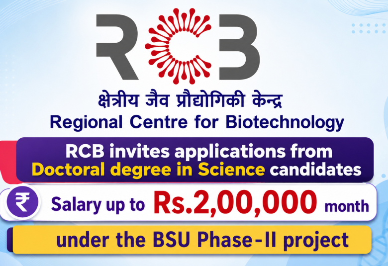 RCB invites applications from Doctoral degree in Science candidates