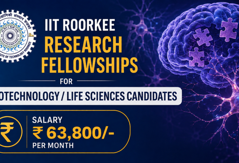 Research Fellowships for Biotechnology / Life sciences candidates at IIT Roorkee
