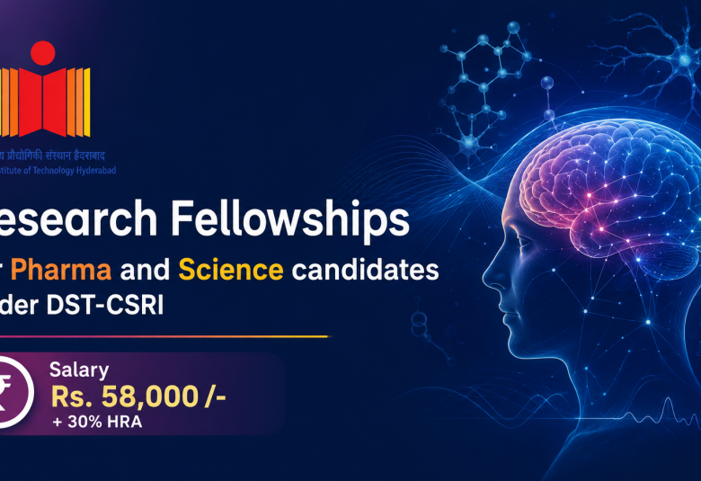 Research Fellowships for Pharma and Science candidates under DST-CSRI at IIT Hyderabad