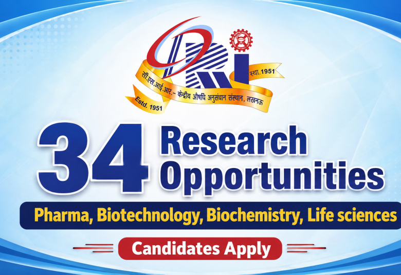 34 Research opportunities for Pharma, Biotechnology, Biochemistry, Life sciences candidates at CDRI