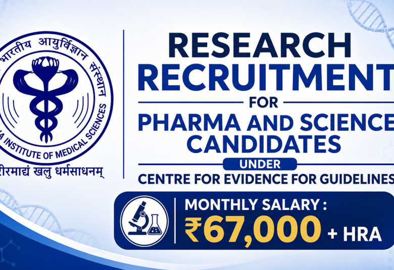 Research Recruitment for Pharma and Science candidates under Centre for Evidence for Guidelines, AIIMS