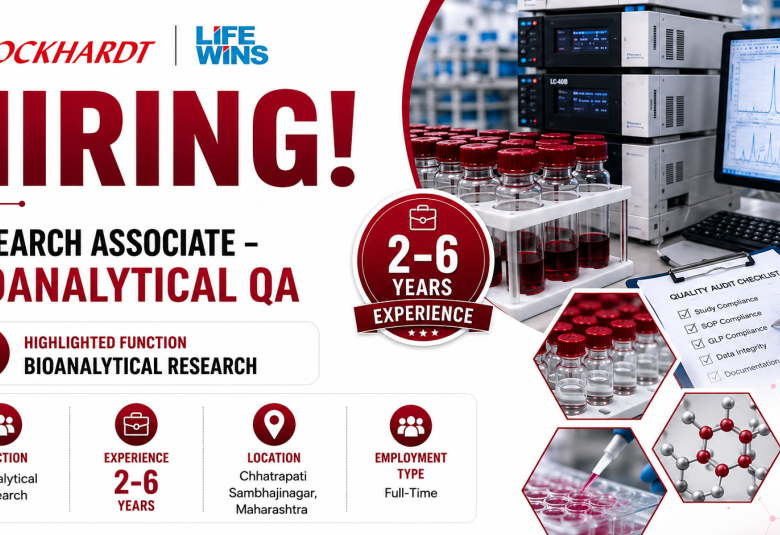 Wockhardt Group looking for Research Associate - Bioanalytical QA