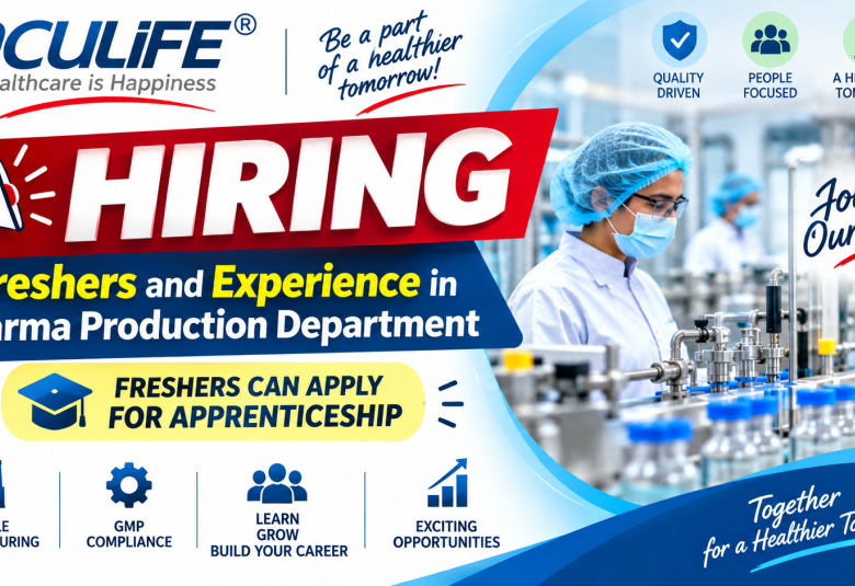 Aculife Healthcare hiring Freshers and Experience in Production department