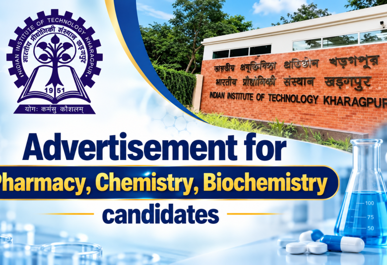 Advertisement for Pharmacy, Chemistry, Biochemistry candidates at IIT Kharagpur