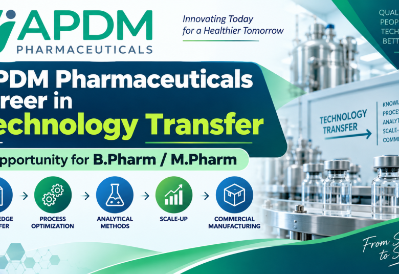 APDM Pharmaceuticals career in Technology Transfer | Opportunity for B.Pharm / M.Pharm
