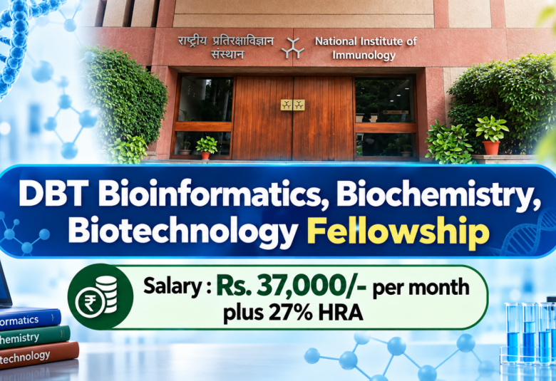 DBT Bioinformatics, Biochemistry, Biotechnology Fellowship at National Institute of Immunology