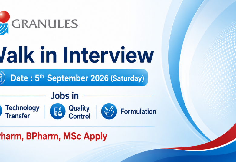 Granules India Interview - Jobs in Technology Transfer, Quality Control, Formulation