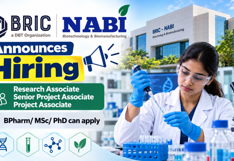 NABI announces hiring of Research Associate, Senior Project Associate, Project Associate | BPharm/ MSc/ PhD can apply