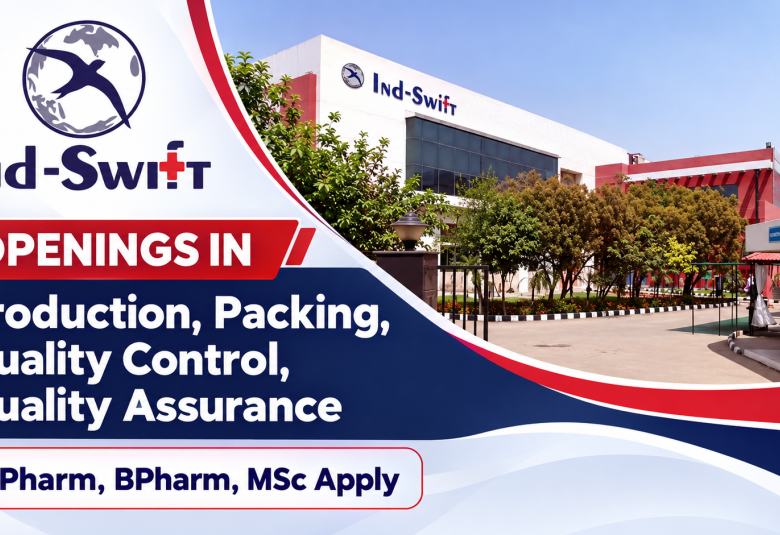 Openings in Production, Packing, Quality Control, Quality Assurance at Ind-Swift Laboratories