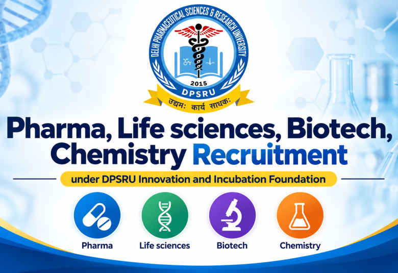 Pharma, Life sciences, Biotech, Chemistry Recruitment under DPSRU Innovation and Incubation Foundation