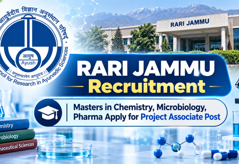 RARI JAMMU Recruitment - Masters in Chemistry, Microbiology, Pharma Apply for Project Associate Post