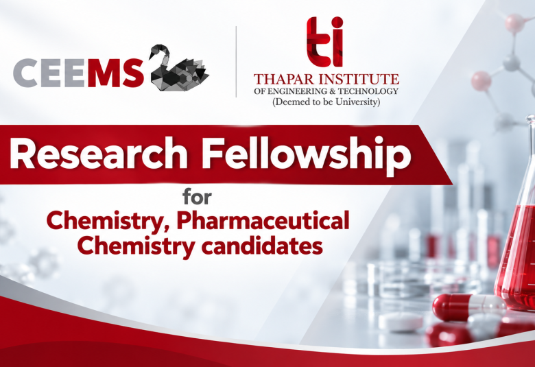 Research Fellowship for Chemistry, Pharmaceutical Chemistry candidates at Thapar Institute of Engineering & Technology