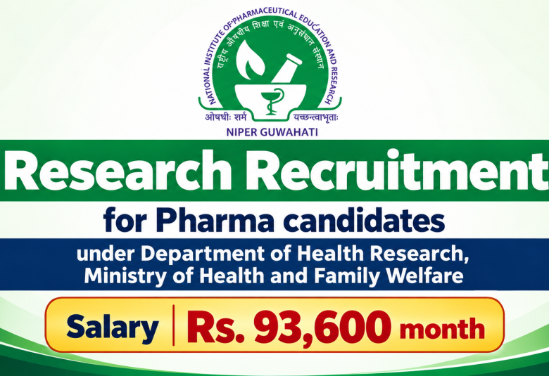 Research Recruitment for Pharma candidates under Department of Health Research, NIPER