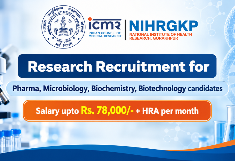 Research Recruitment for Pharma, Microbiology, Biochemistry, Biotechnology candidates at ICMR-NIHR