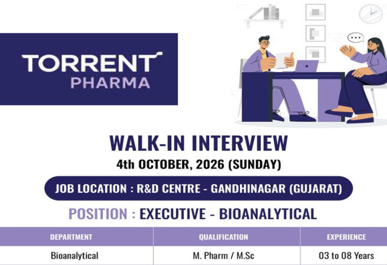 Torrent Pharma Require Bioanalytical Executive