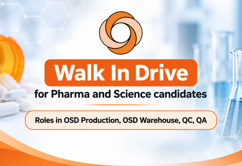 Walk In Drive for Pharma and Science candidates in Sun Pharma - Roles in OSD Production, OSD Warehouse, QC, QA