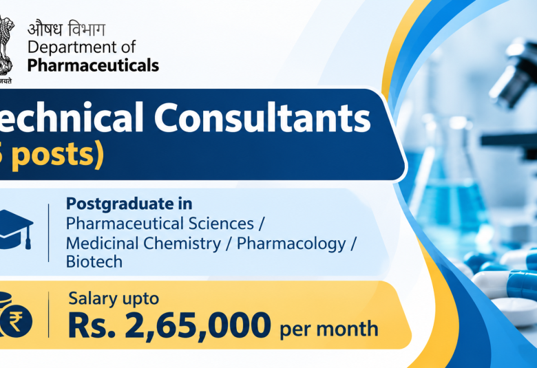 Applications invited for Technical Consultants at Department of Pharmaceuticals, Government